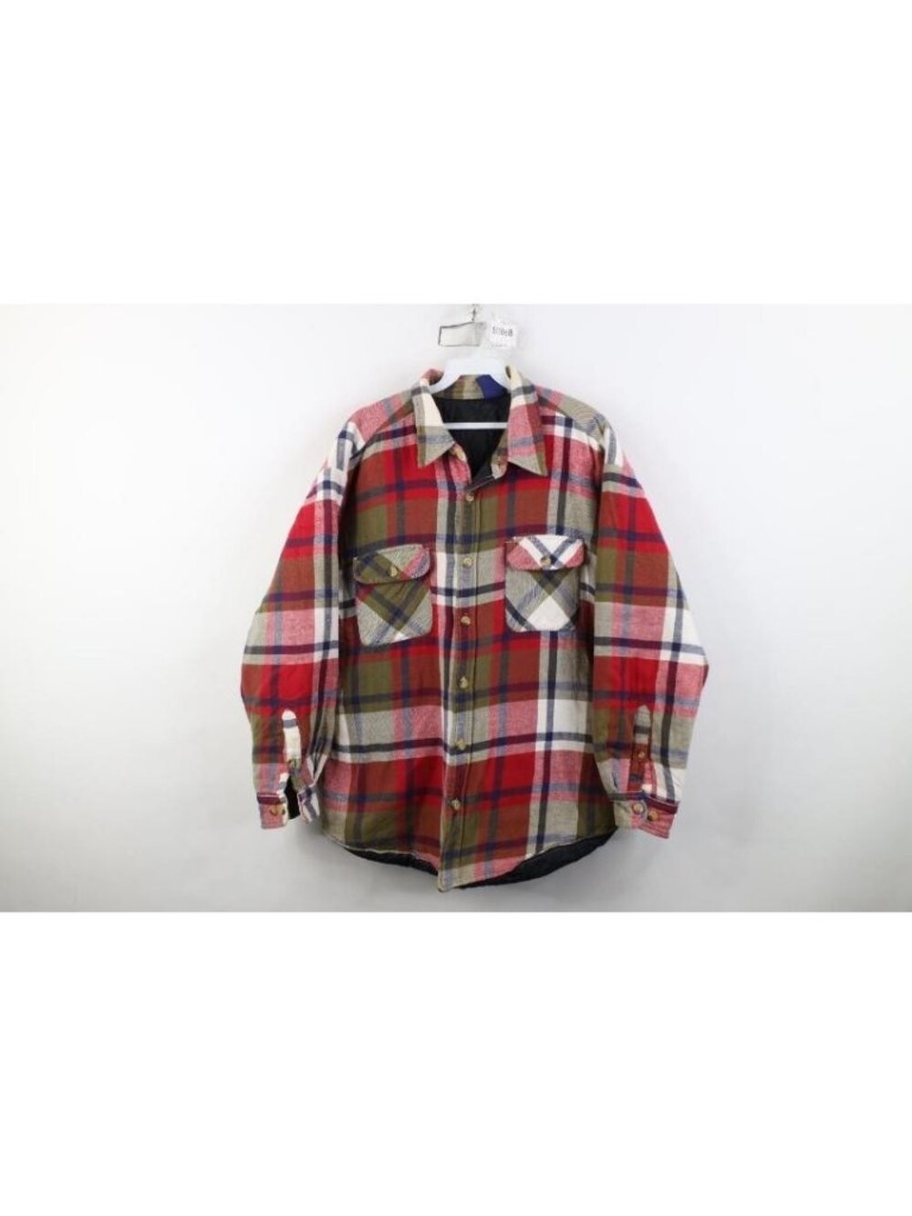 Vintage 90s Streetwear Mens Medium Faded Quilted Flannel Button Shirt Jacket Jac